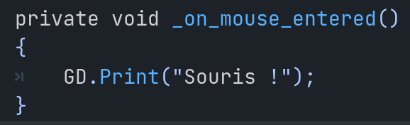 extrait de code montrant le mouse_entered