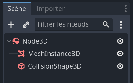 Conversion d'un noeud sous Godot : résultat