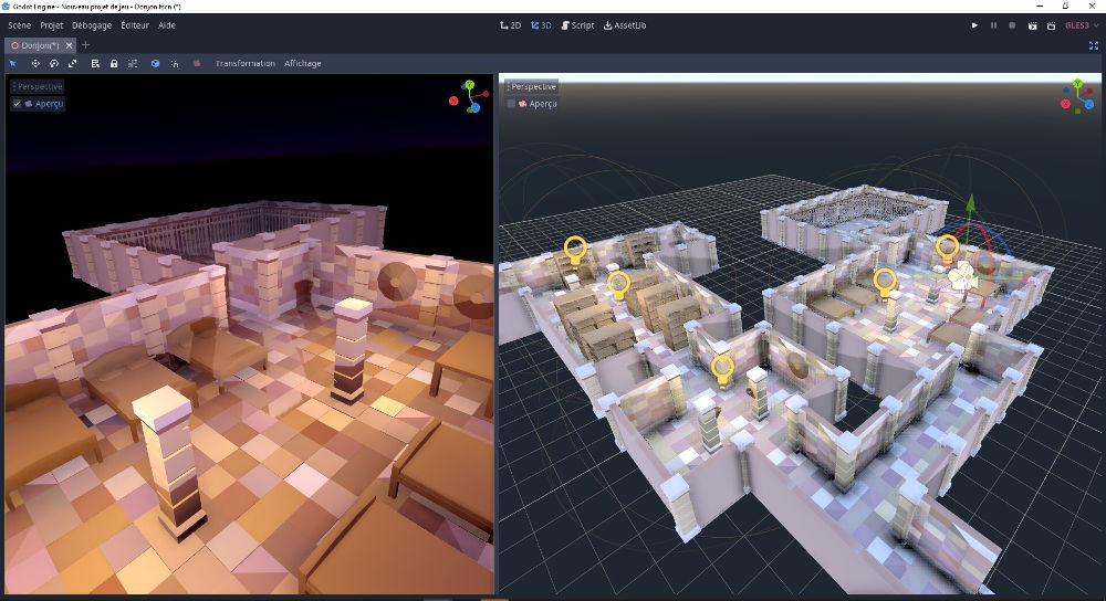 Import dans Godot Game Engine du kit donjon créé sous Blender