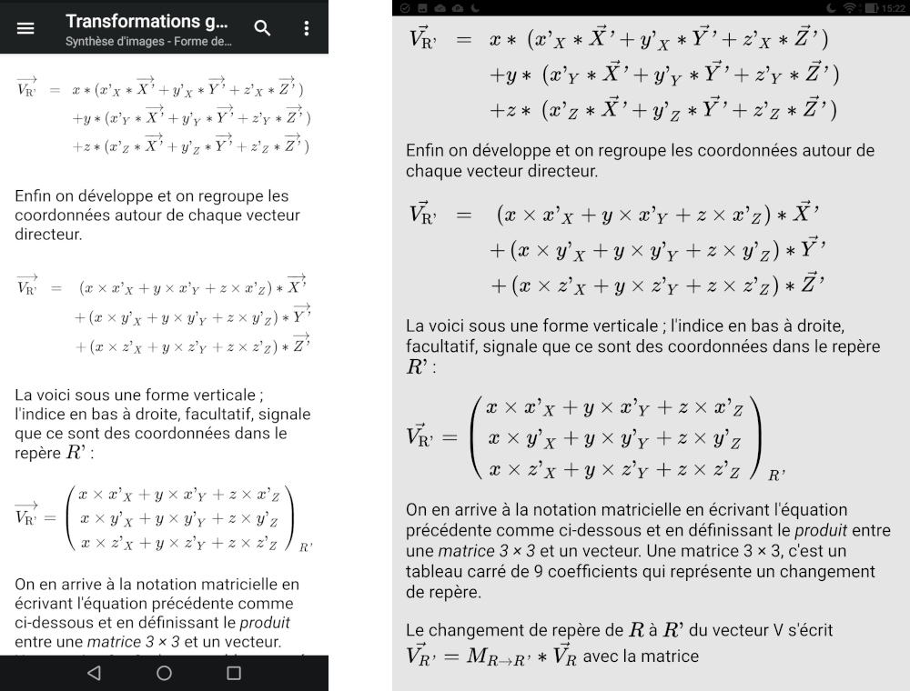 adaptation du texte et des équations à la largeur de l'écran